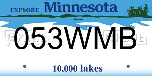 053WMB Minnesota License Plate
