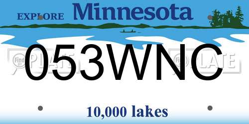 053WNC Minnesota License Plate