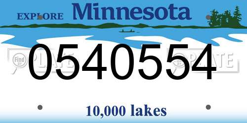 0540554 Minnesota License Plate