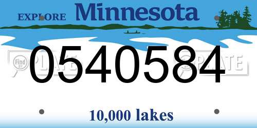 0540584 Minnesota License Plate