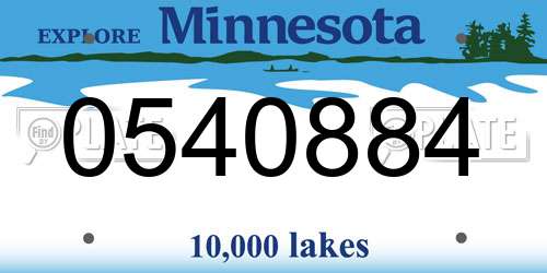 0540884 Minnesota License Plate