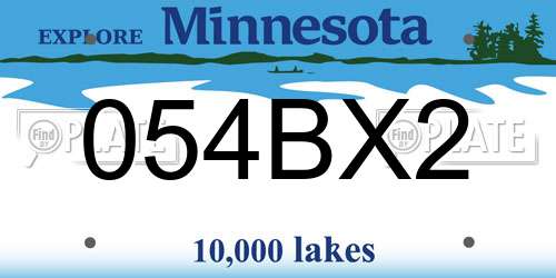 054BX2 Minnesota License Plate