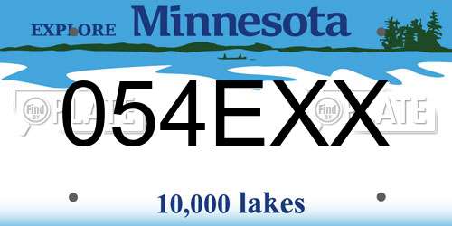 054EXX Minnesota License Plate