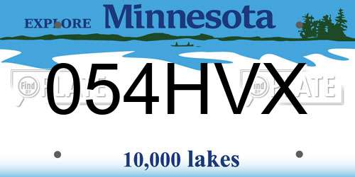 054HVX Minnesota License Plate