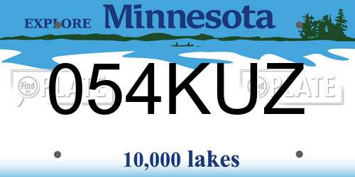 054KUZ Minnesota License Plate