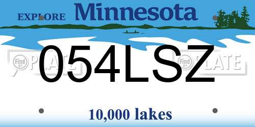 054LSZ Minnesota License Plate