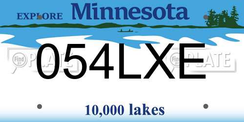 054LXE Minnesota License Plate