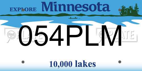 054PLM Minnesota License Plate