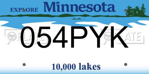 054PYK Minnesota License Plate