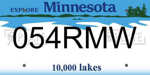 054RMW Minnesota License Plate