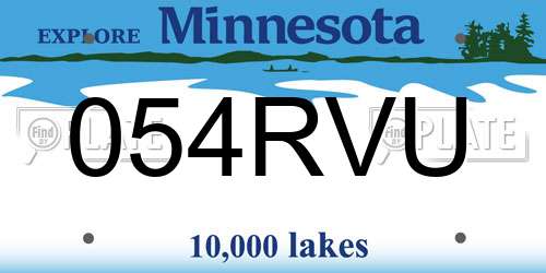 054RVU Minnesota License Plate