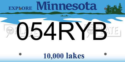 054RYB Minnesota License Plate