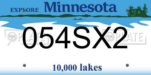 054SX2 Minnesota License Plate
