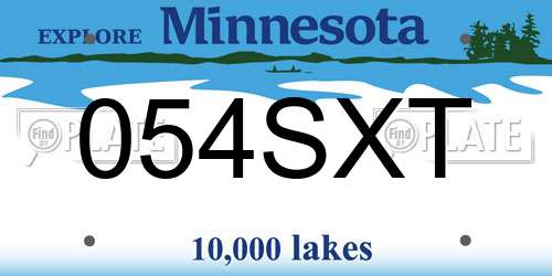 054SXT Minnesota License Plate