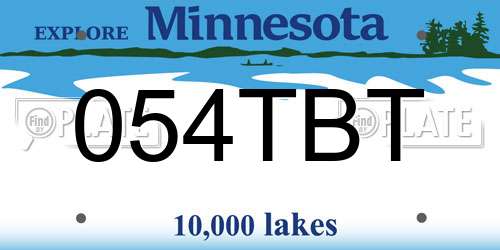 054TBT Minnesota License Plate