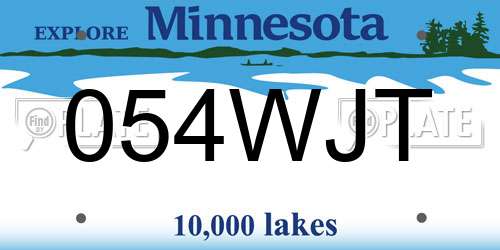 054WJT Minnesota License Plate