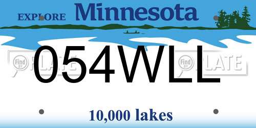 054WLL Minnesota License Plate
