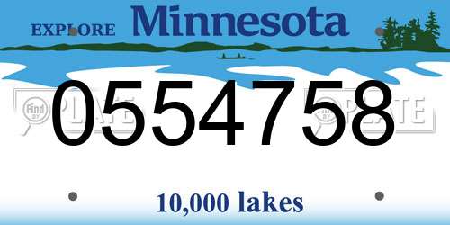 0554758 Minnesota License Plate