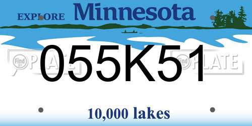 055K51 Minnesota License Plate