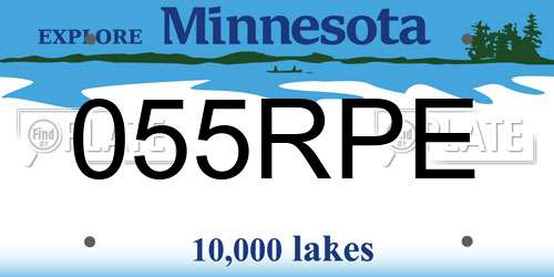 055RPE Minnesota License Plate