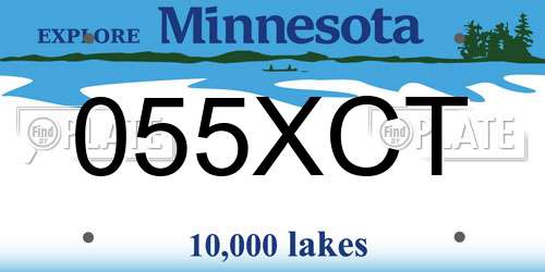 055XCT Minnesota License Plate