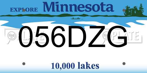 056DZG Minnesota License Plate