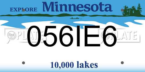 056IE6 Minnesota License Plate