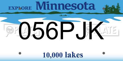 056PJK Minnesota License Plate