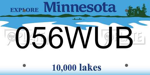 056WUB Minnesota License Plate