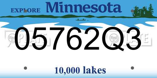 05762Q3 Minnesota License Plate