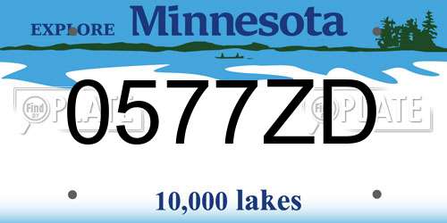 0577ZD Minnesota License Plate
