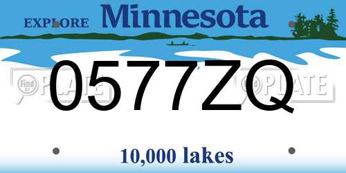 0577ZQ Minnesota License Plate