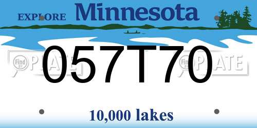 057T70 Minnesota License Plate