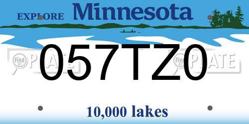 057TZ0 Minnesota License Plate