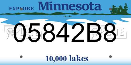 05842B8 Minnesota License Plate