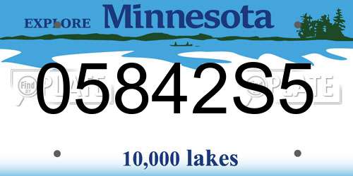 05842S5 Minnesota License Plate