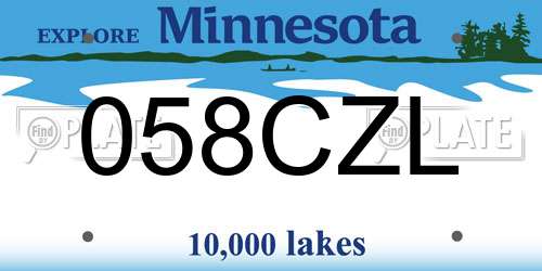 058CZL Minnesota License Plate