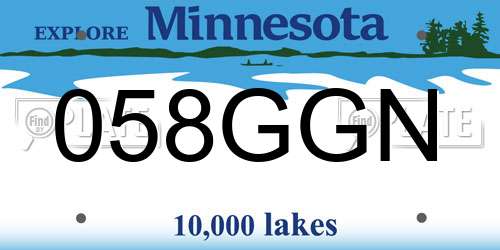 058GGN Minnesota License Plate