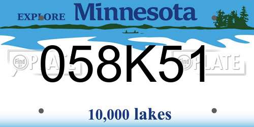 058K51 Minnesota License Plate