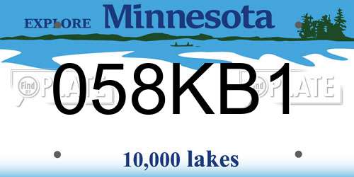 058KB1 Minnesota License Plate
