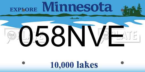 058NVE Minnesota License Plate