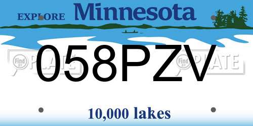 058PZV Minnesota License Plate
