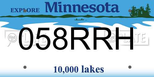 058RRH Minnesota License Plate