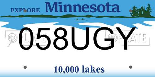058UGY Minnesota License Plate