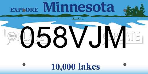 058VJM Minnesota License Plate