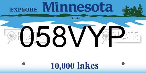 058VYP Minnesota License Plate
