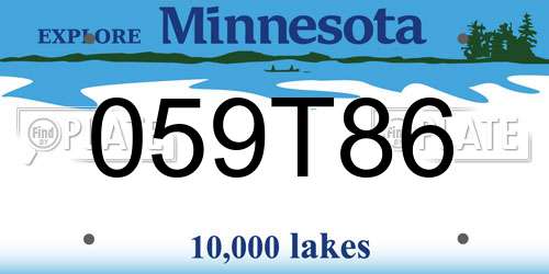 059T86 Minnesota License Plate