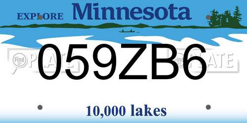 059ZB6 Minnesota License Plate