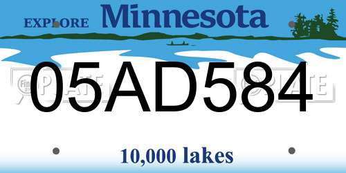 05AD584 Minnesota License Plate