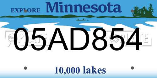 05AD854 Minnesota License Plate